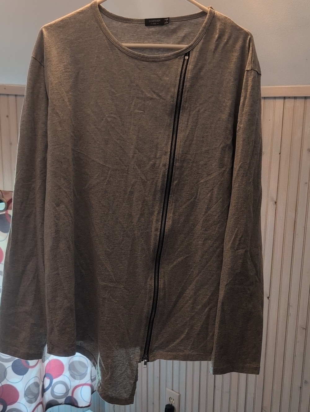 Cocodrilo Men's Casual Long Sleeve Zip-Accent Shirt in Gray